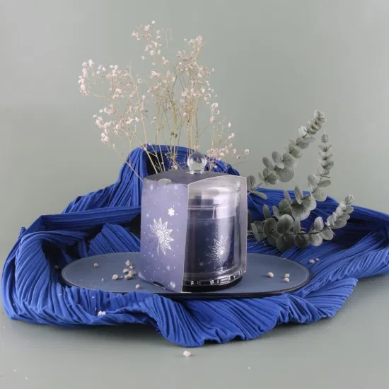 Venda quente de vela de vidro cloche de 7,4 onças com etiqueta de folha de prata para o Natal